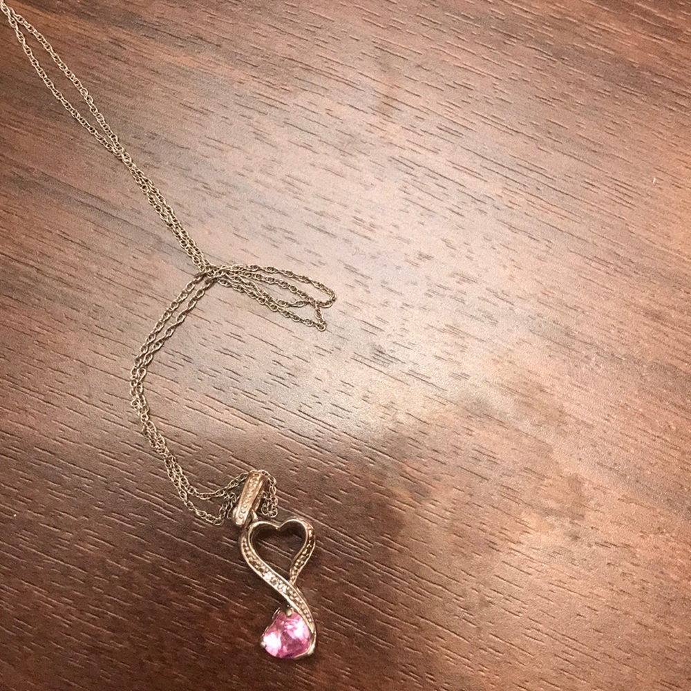 Pink sapphire heart necklace
